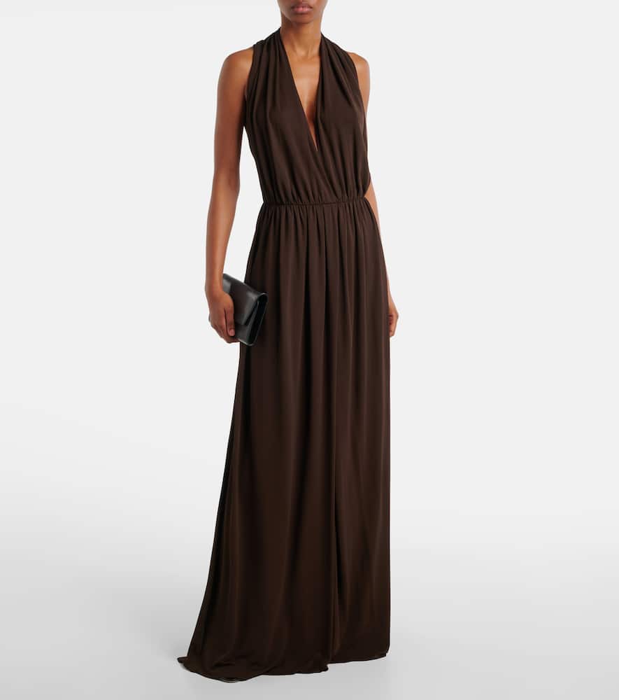 Pharao gathered jersey crêpe gown