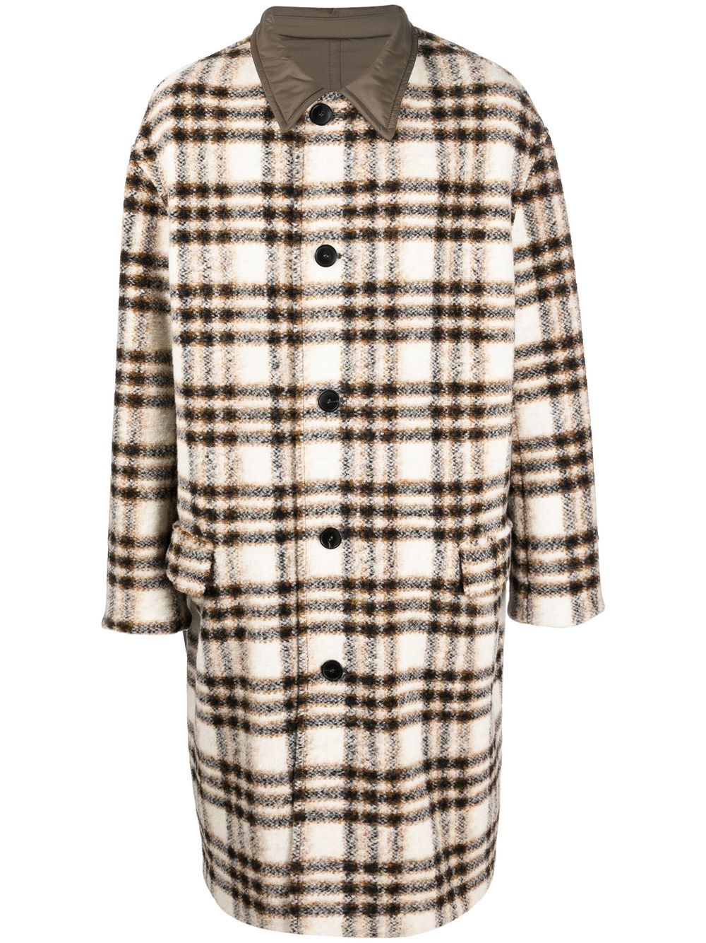 Checked single-breasted coat - Black
