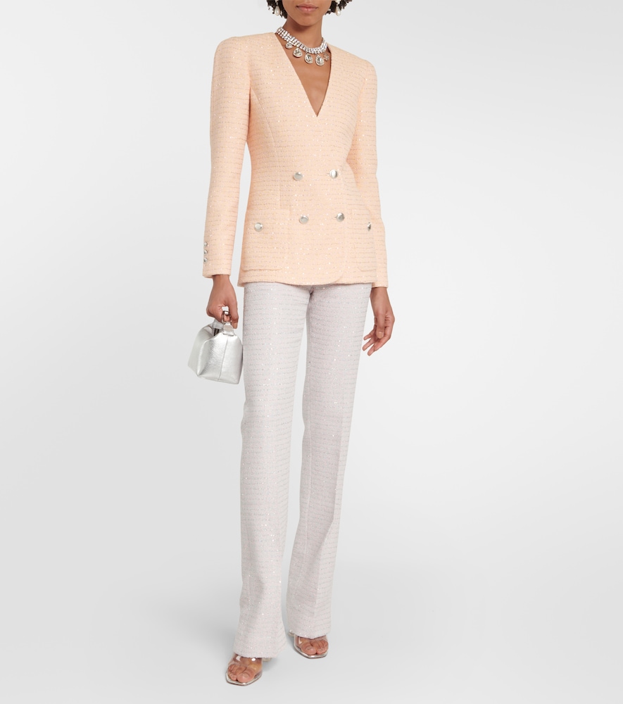 Sequined mid-rise straight pants