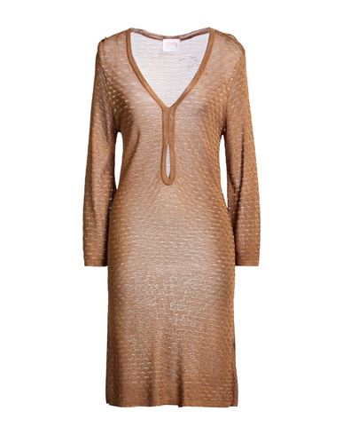 Woman Midi dress Camel Size L Viscose
