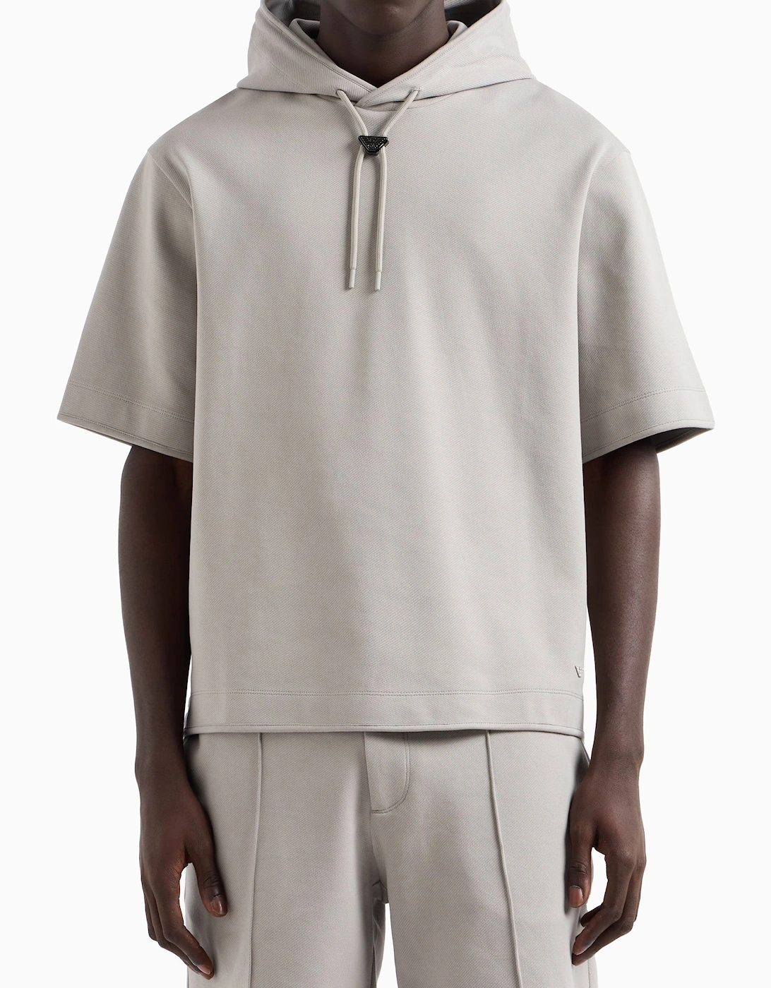 Emporio Armani Men's Boxy Fit Short Sleeved Hoodie Grey - Size: 40/Regular