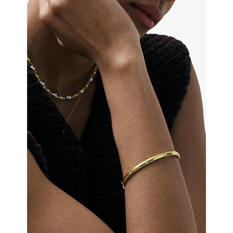 Womens Celestial Orion 18ct Yellow Gold Vermeil and White Sapphire Bangle