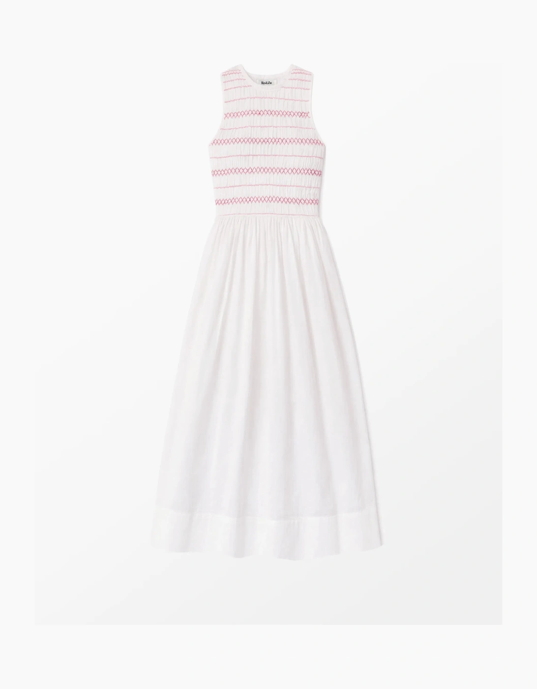 RO&ZO Women's Petite White Cotton Voile Shirred Bodice Dre