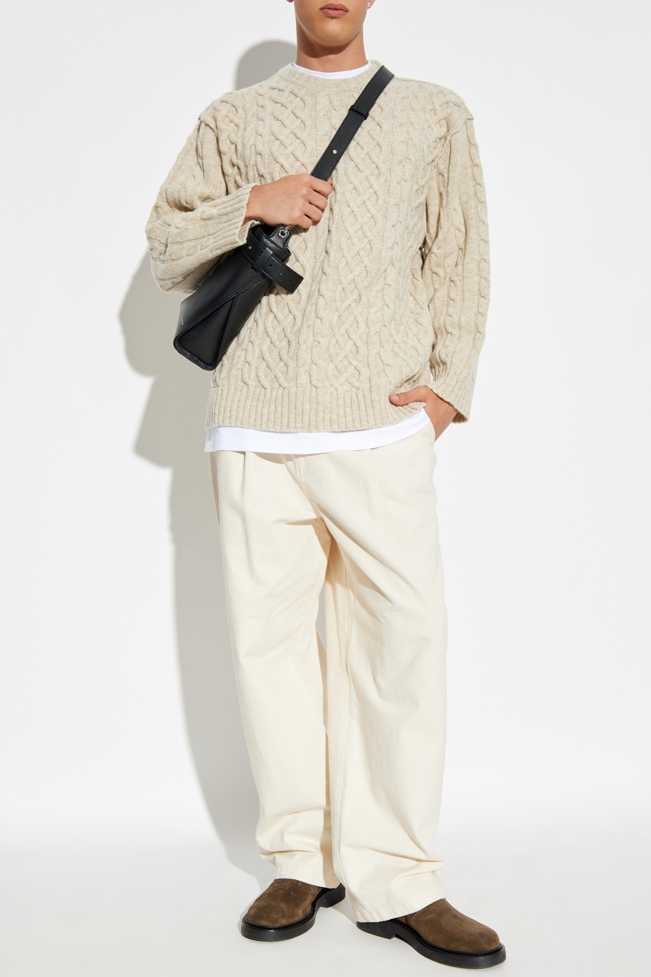 Wool Sweater, Men's, Cream