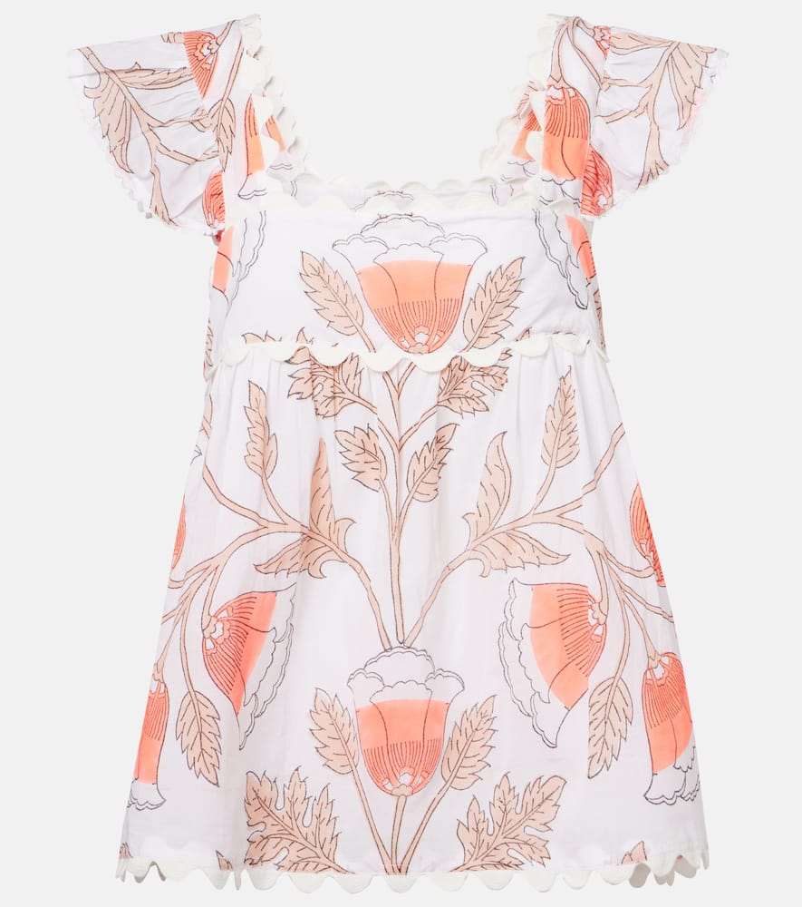 Printed scalloped cotton top