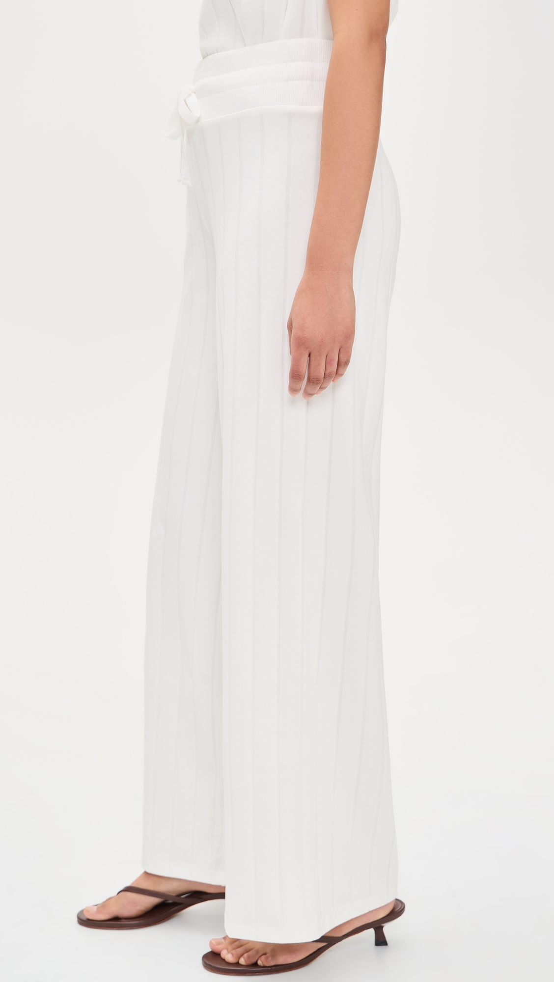 X @Cellajaneblog Wide Rib Flare Pants White