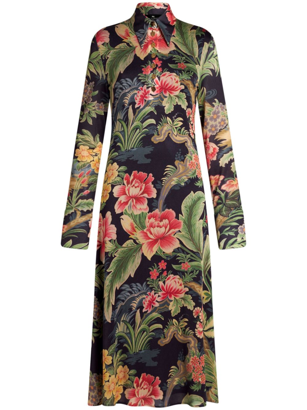 Cons floral-print midi dress - Black