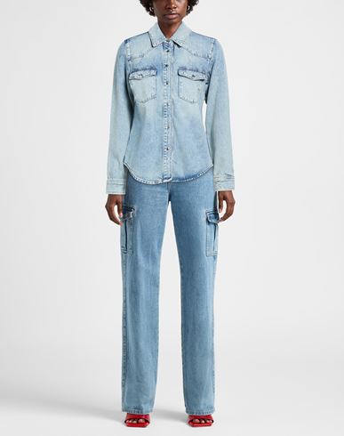 Fitted Heritage Shirt Woman Denim shirt Blue Size M Cotton, Recycled cotton