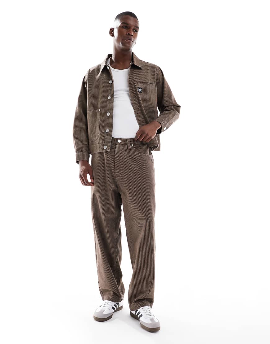 Co-ord baggy fit trousers in brown stripe