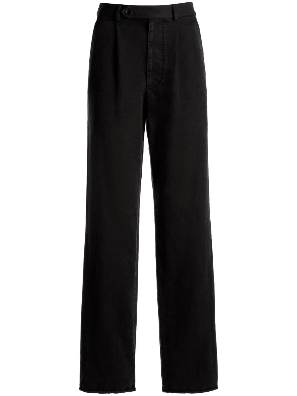 High-waist belted cotton trousers - Black