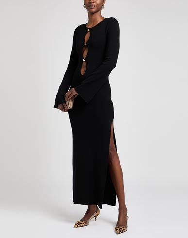 Woman Maxi dress Black Size 4 Viscose, Polyamide, Elastic fibres