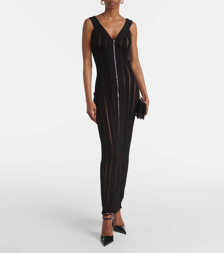 Ribbed-knit maxi dress