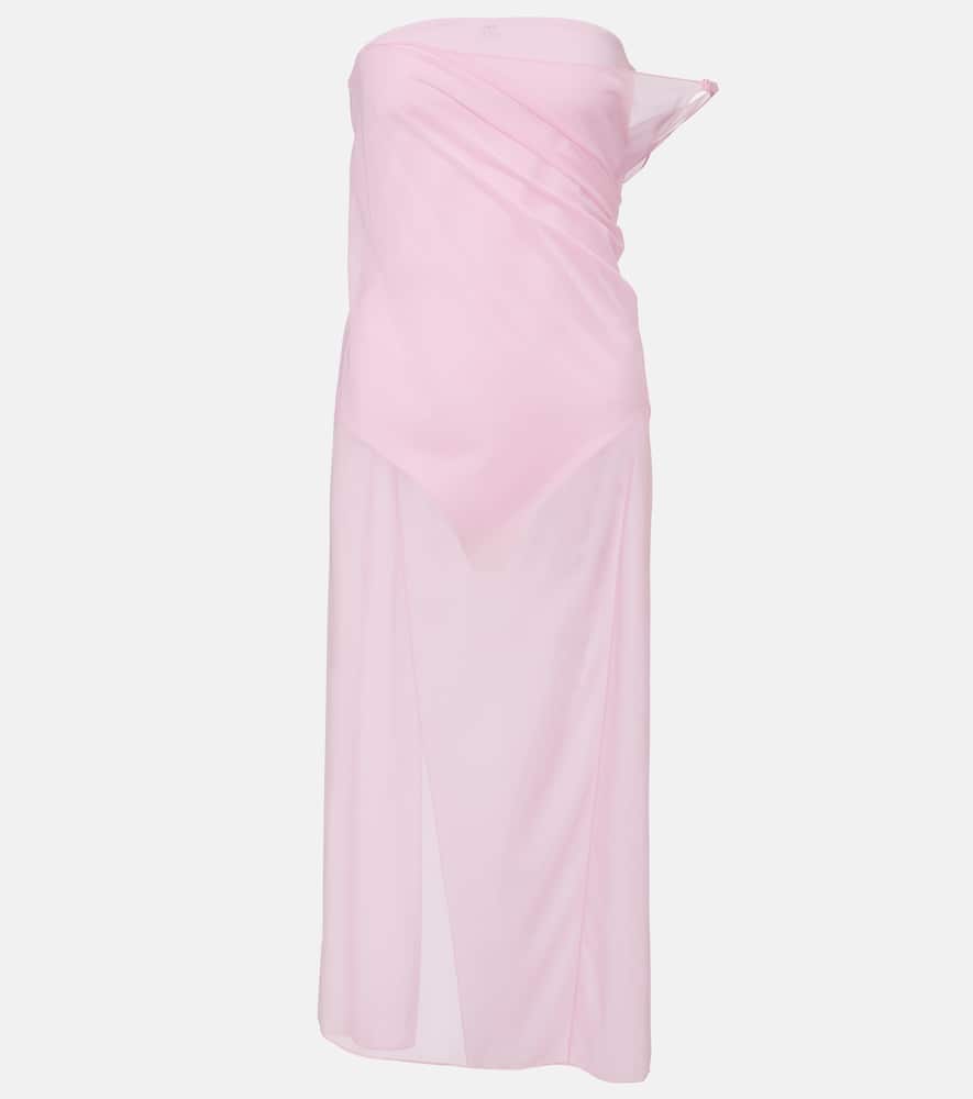 Courrèges Draped sheer jersey crêpe midi dress
