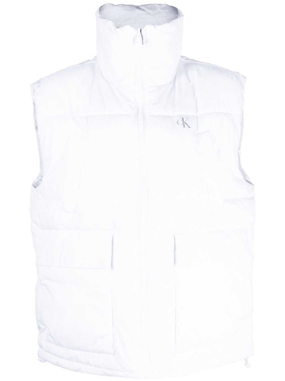 Logo-print padded gilet - White