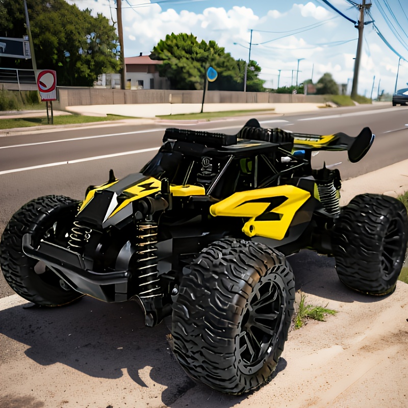 TEMU Rc Car Monster Truck With 2 Rechargeable Batteries And Colored Lights, With Led Headlights, /h High Toys, Suitable For Boys Birthday