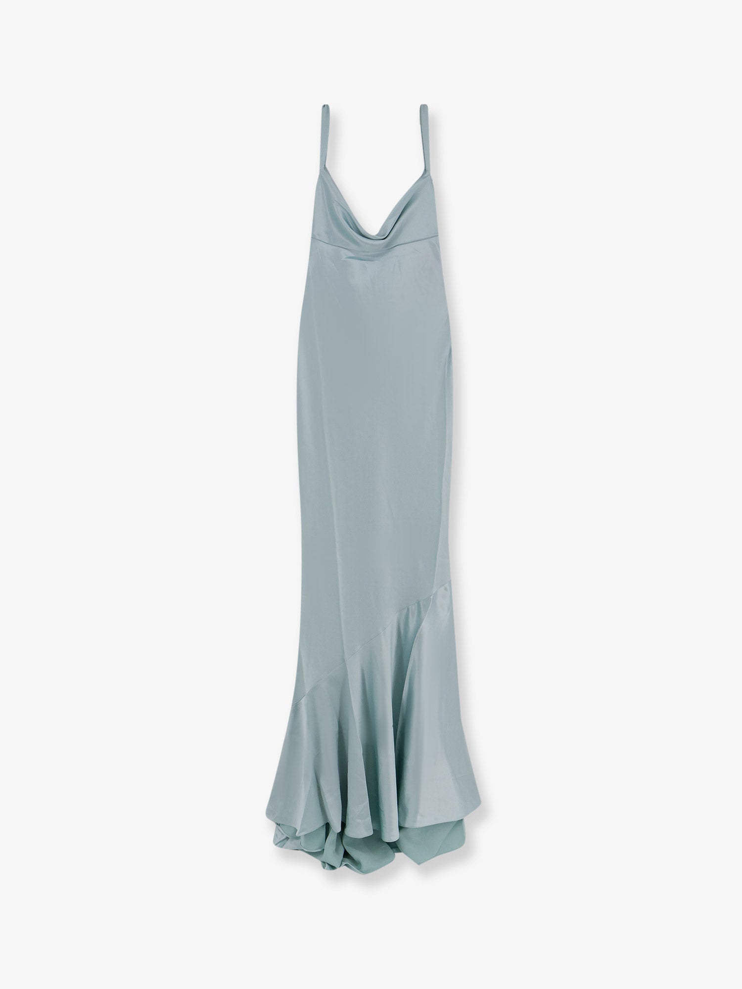 Satin Cowl-Neck Dress — Blue
