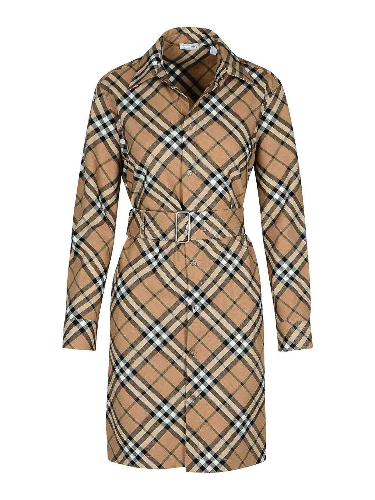 Check Wool Blend Shirt Dress Dresses