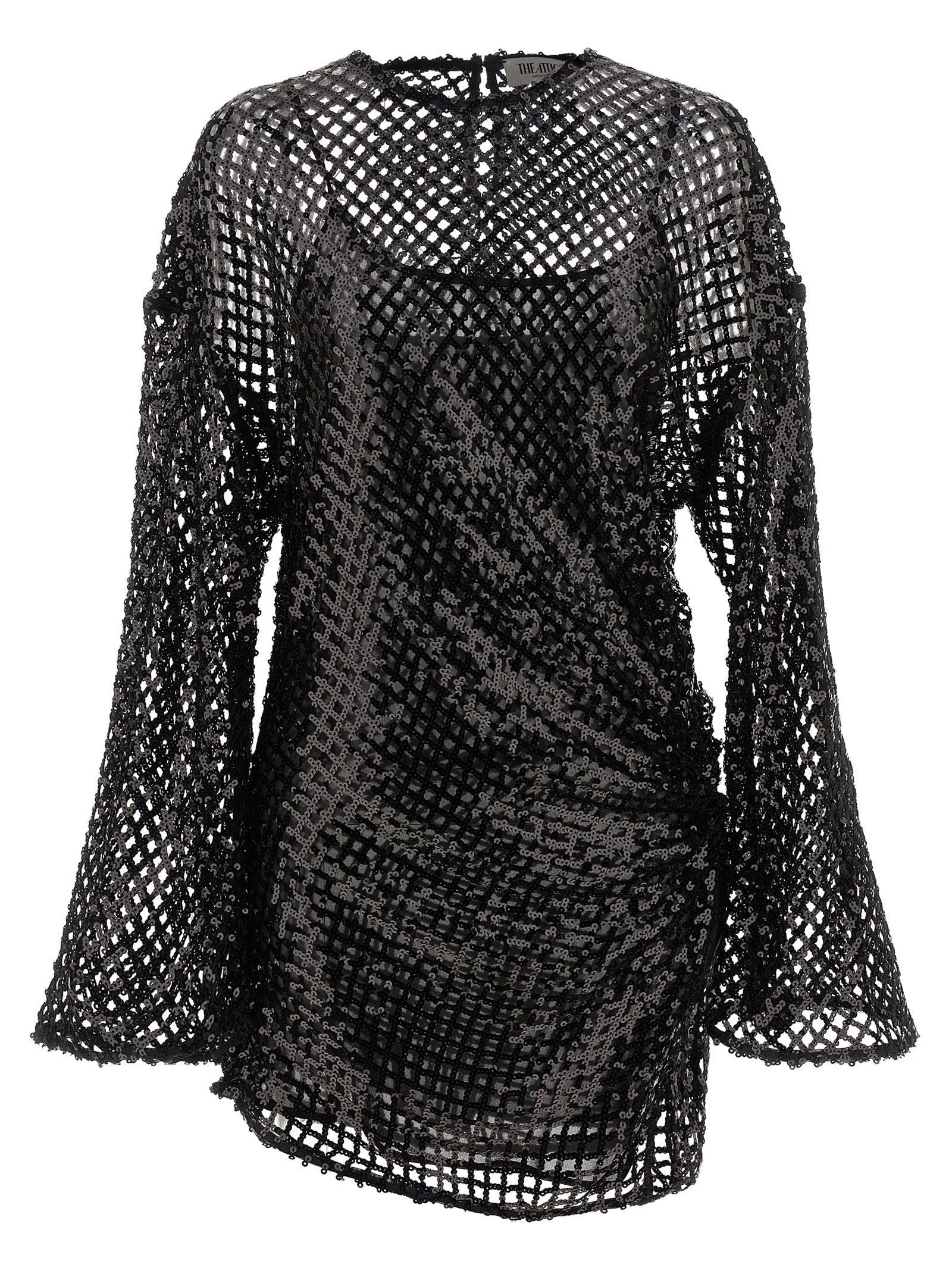 Sequin Mesh Dress — Black