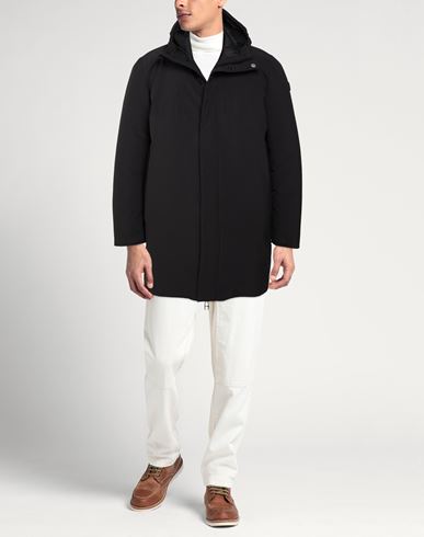 Man Coat Black Size XL Nylon, Elastane