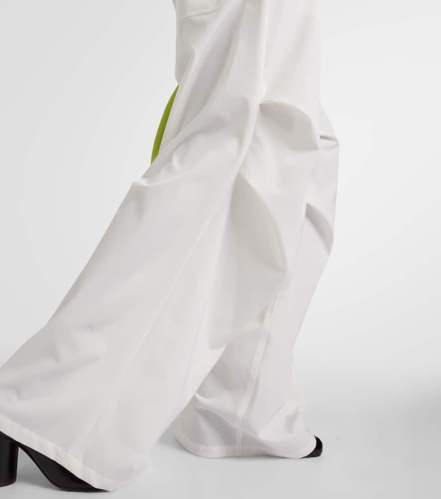 Mid-rise twill wide-leg pants