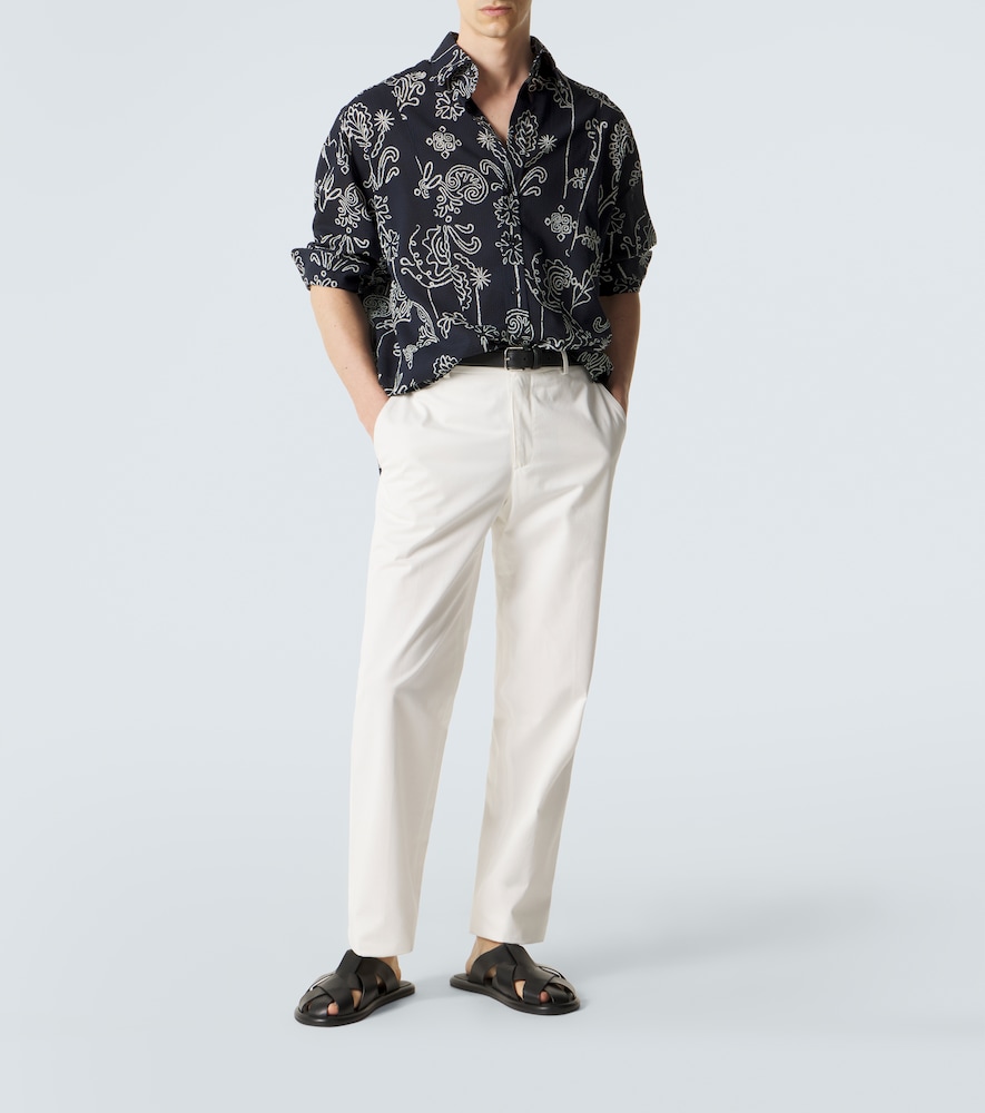 Printed cotton seersucker shirt