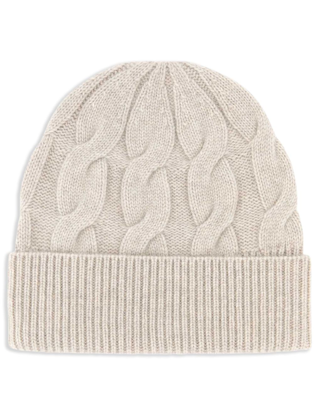 Cable-knit cashmere beanie - Neutrals