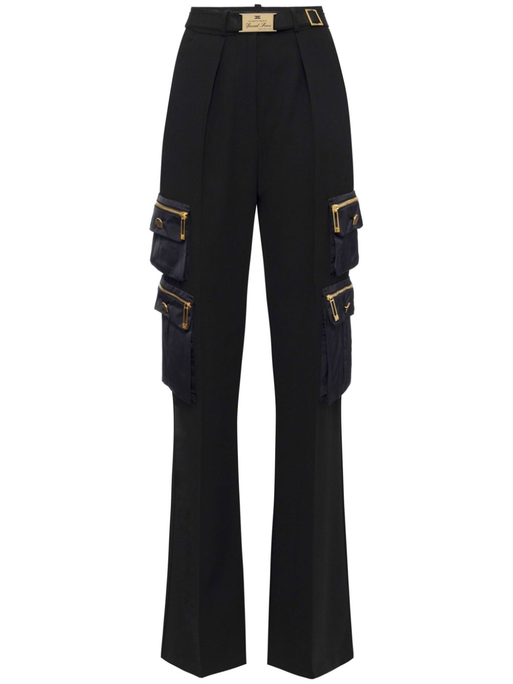 Belted straight trousers - Black