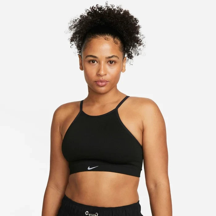 Indy Seamless Ribbed Women Black Light-Support Non-Padded Sports Bra SRT582