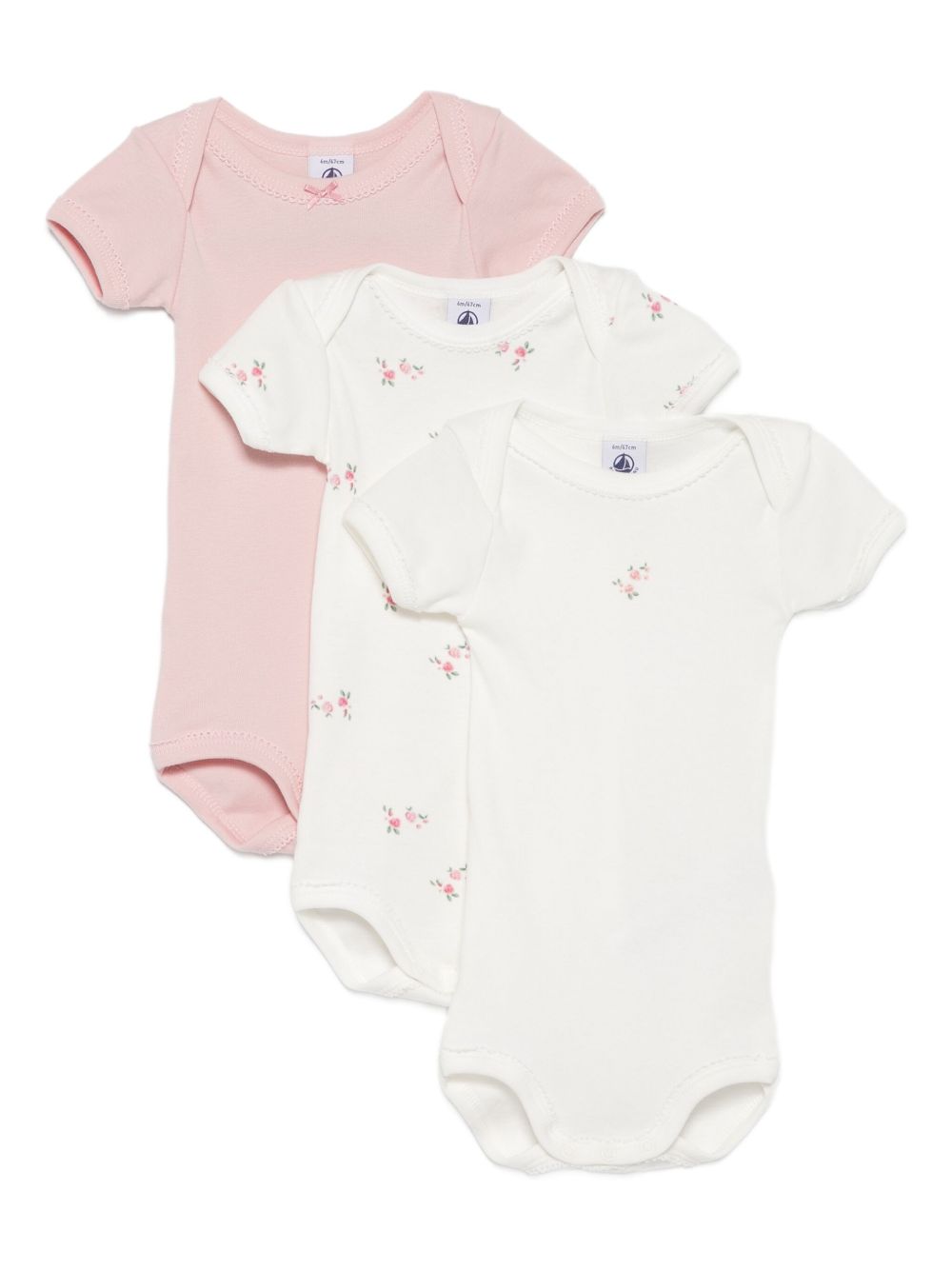 Rose-print bodysuits (pack of three) - White