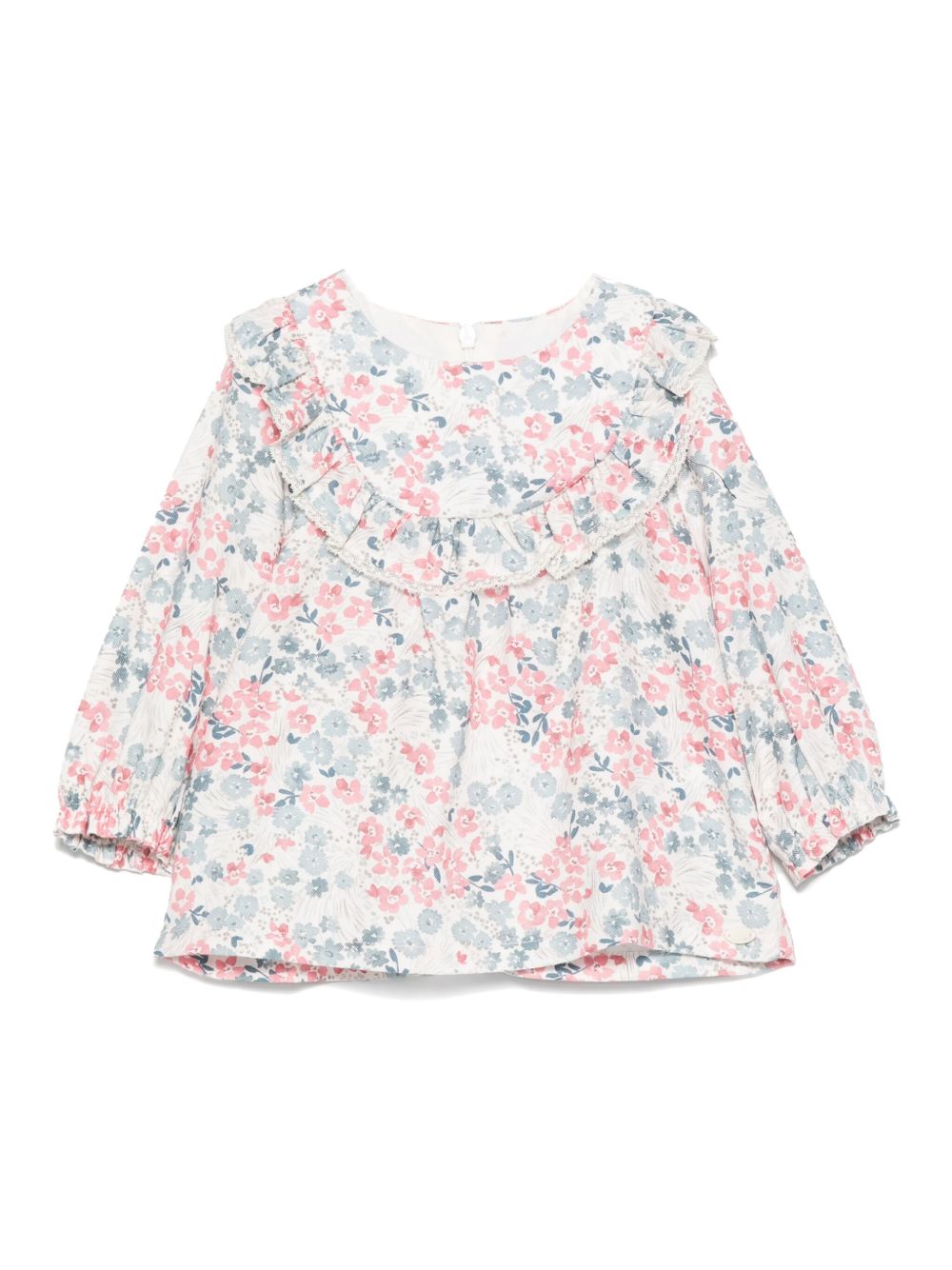Floral-print ruffled top - Blue