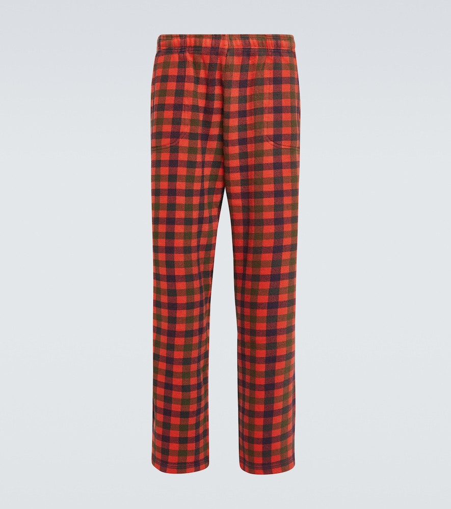 Checked cotton straight pants