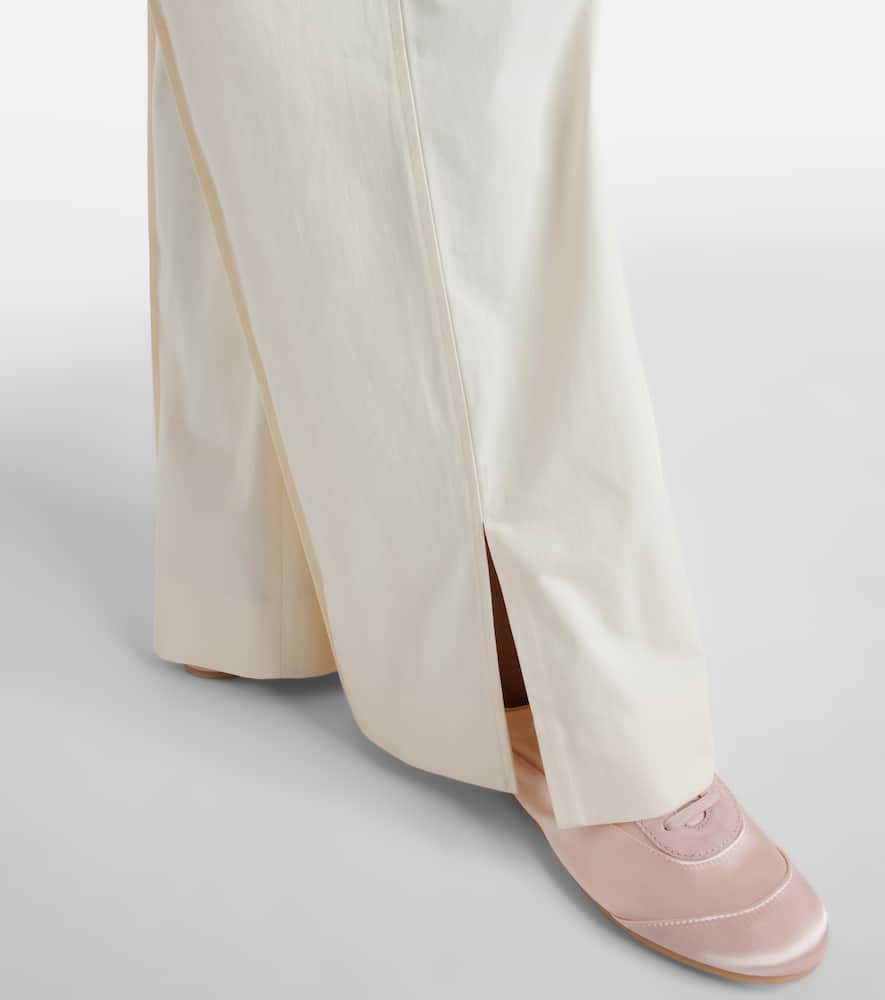 Pleated cotton wide-leg pants