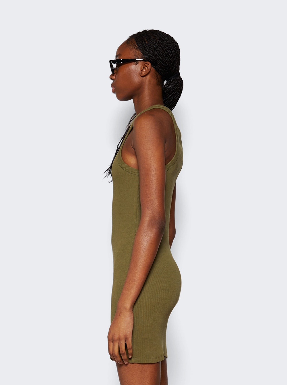 Logo-embroidered ribbed mini dress - Green