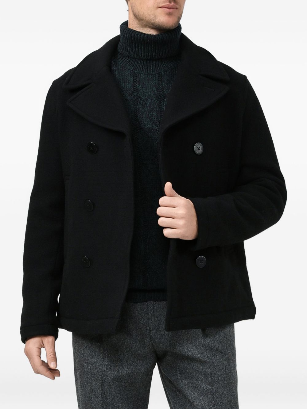 Double-breasted peacoat - Black