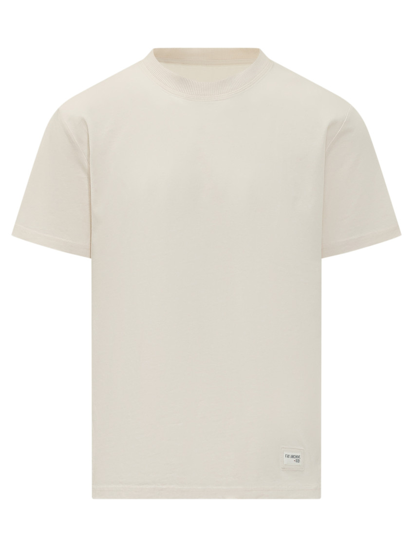 Off White Solid Crew Neck T-Shirt