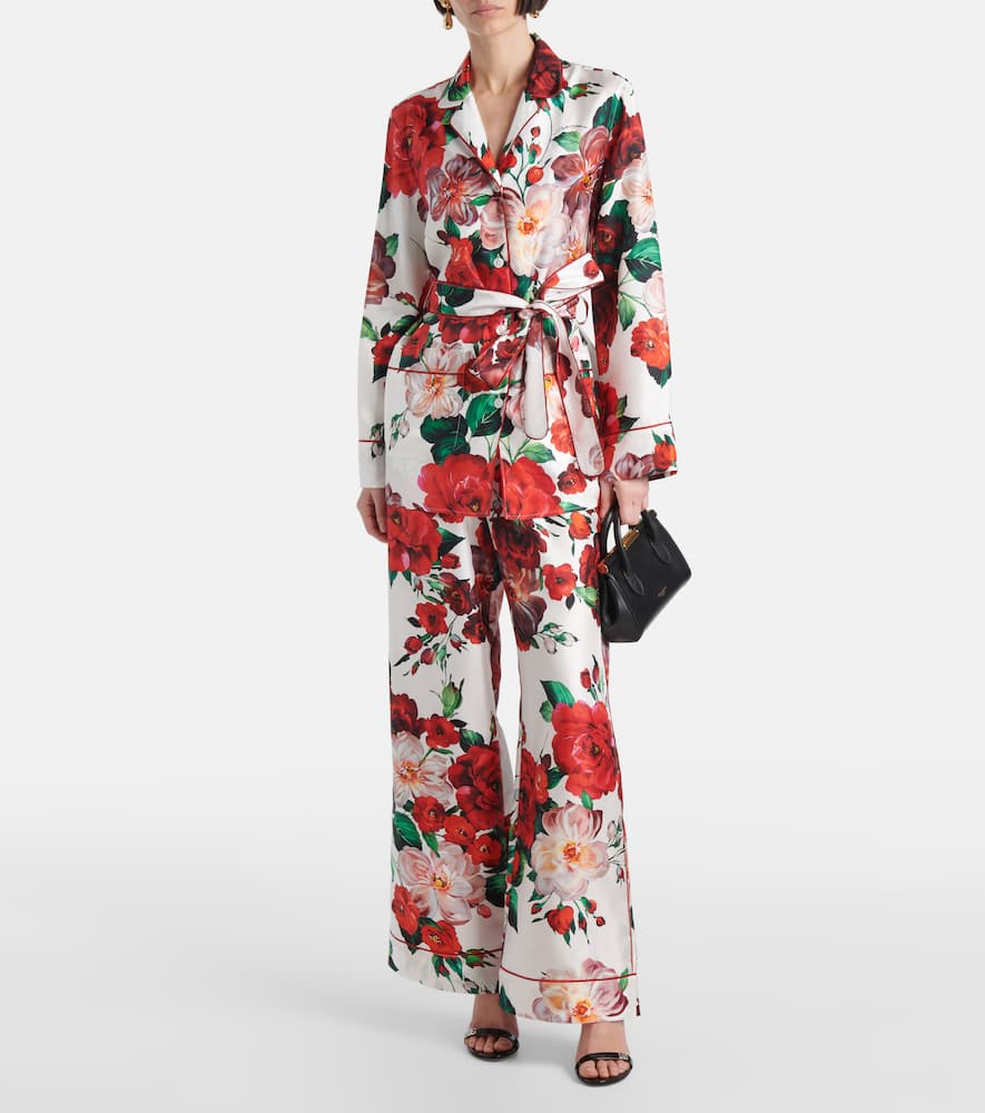 Floral silk satin shirt
