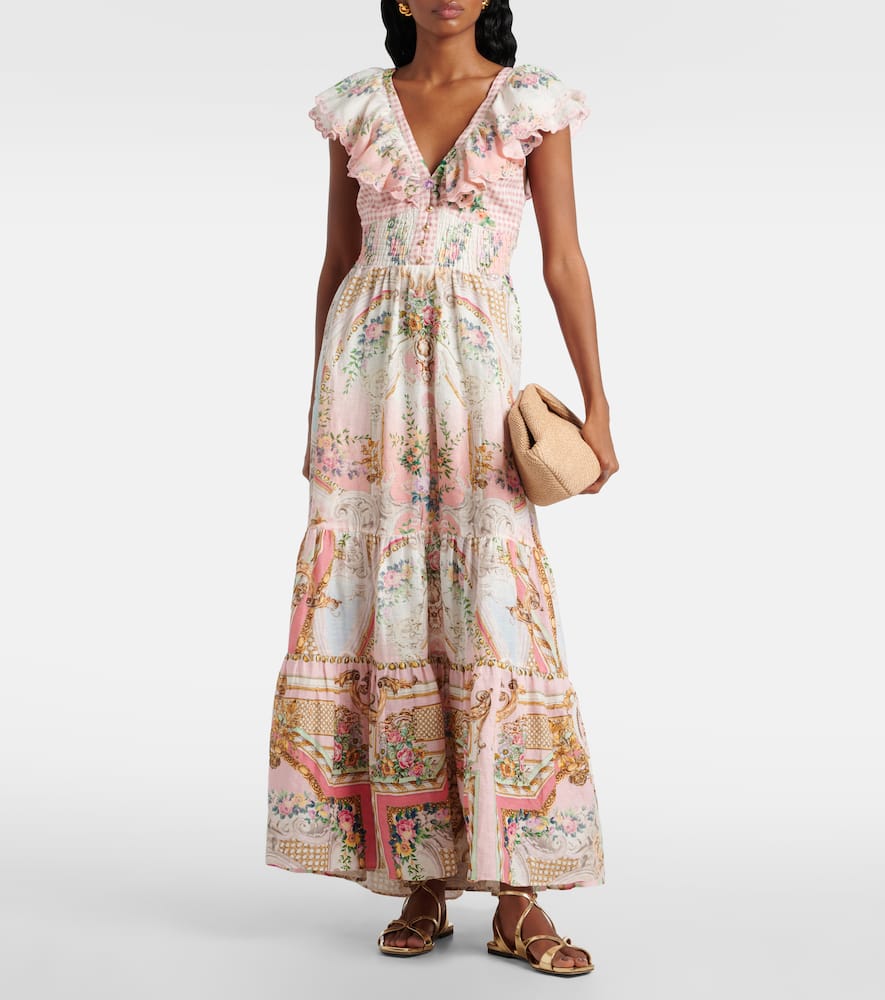 Tiered linen maxi dress