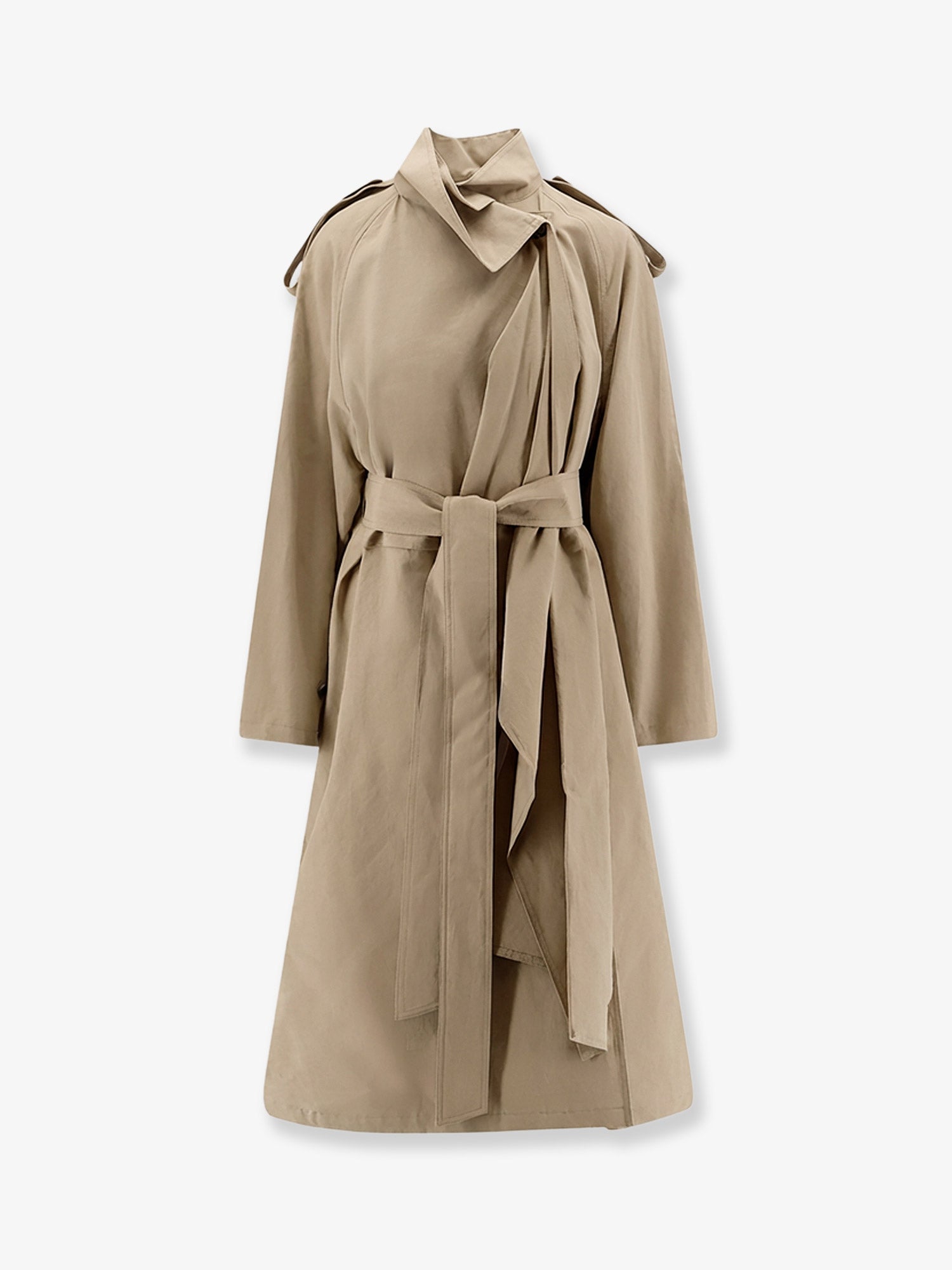 Linen and Cotton Trench Coat — Beige