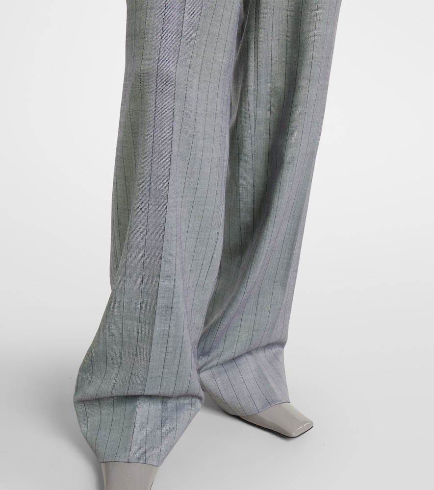 Striped wool wide-leg pants