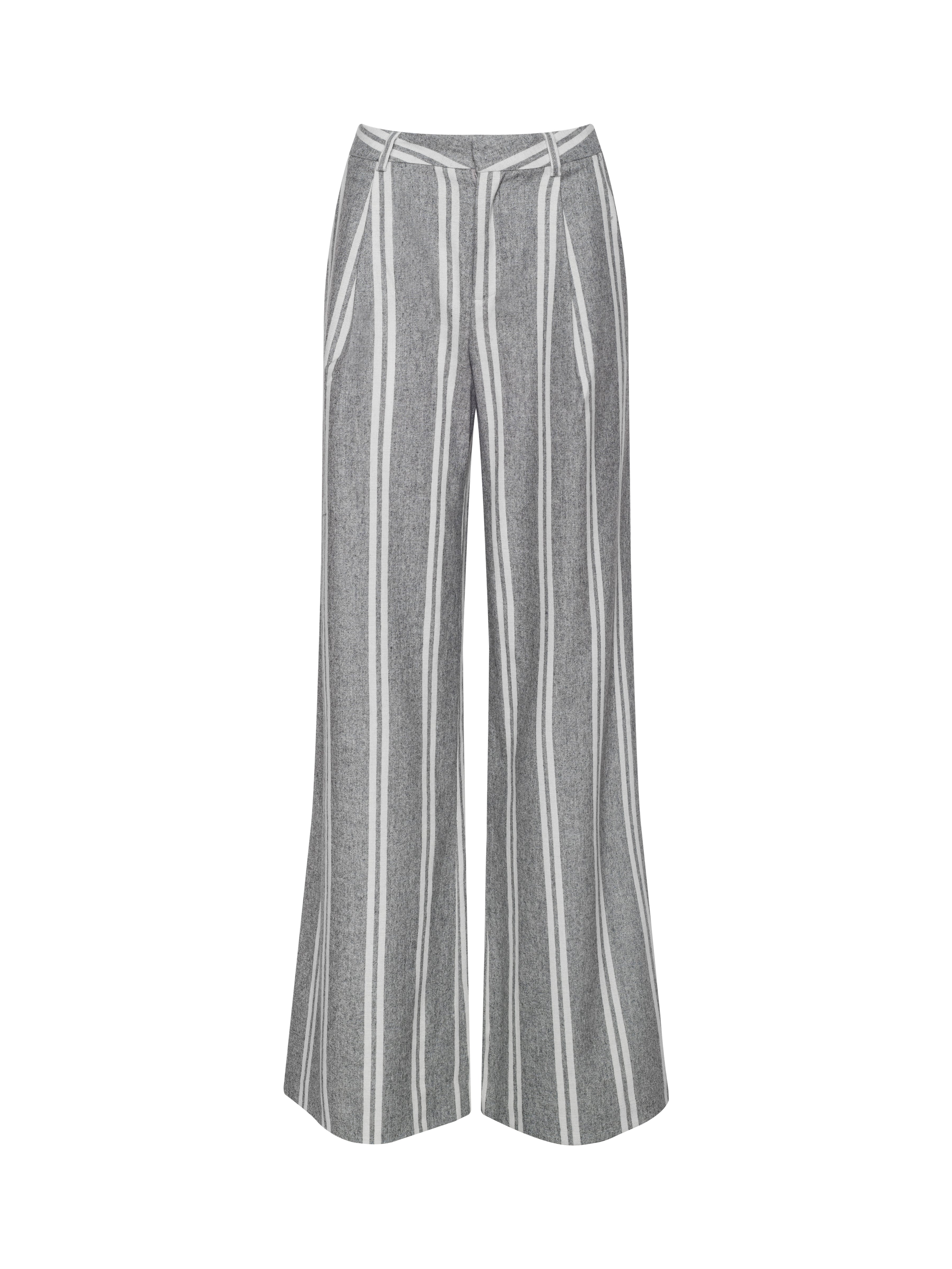 Allanah Pinstriped Trouser In Grey/ivory Stripe