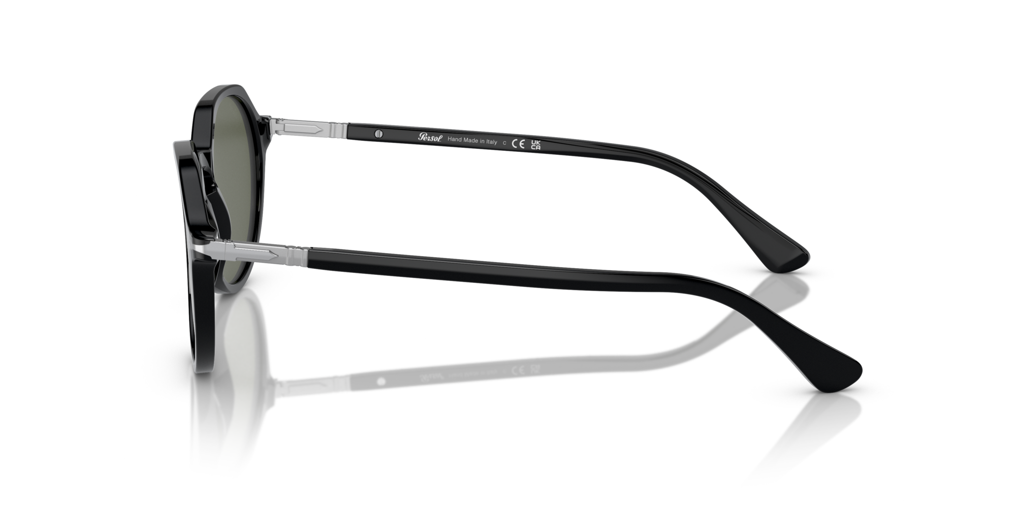 Persol Unisex Persol PO3255S 95/31 Sunglasses Plastic Black Green Panto