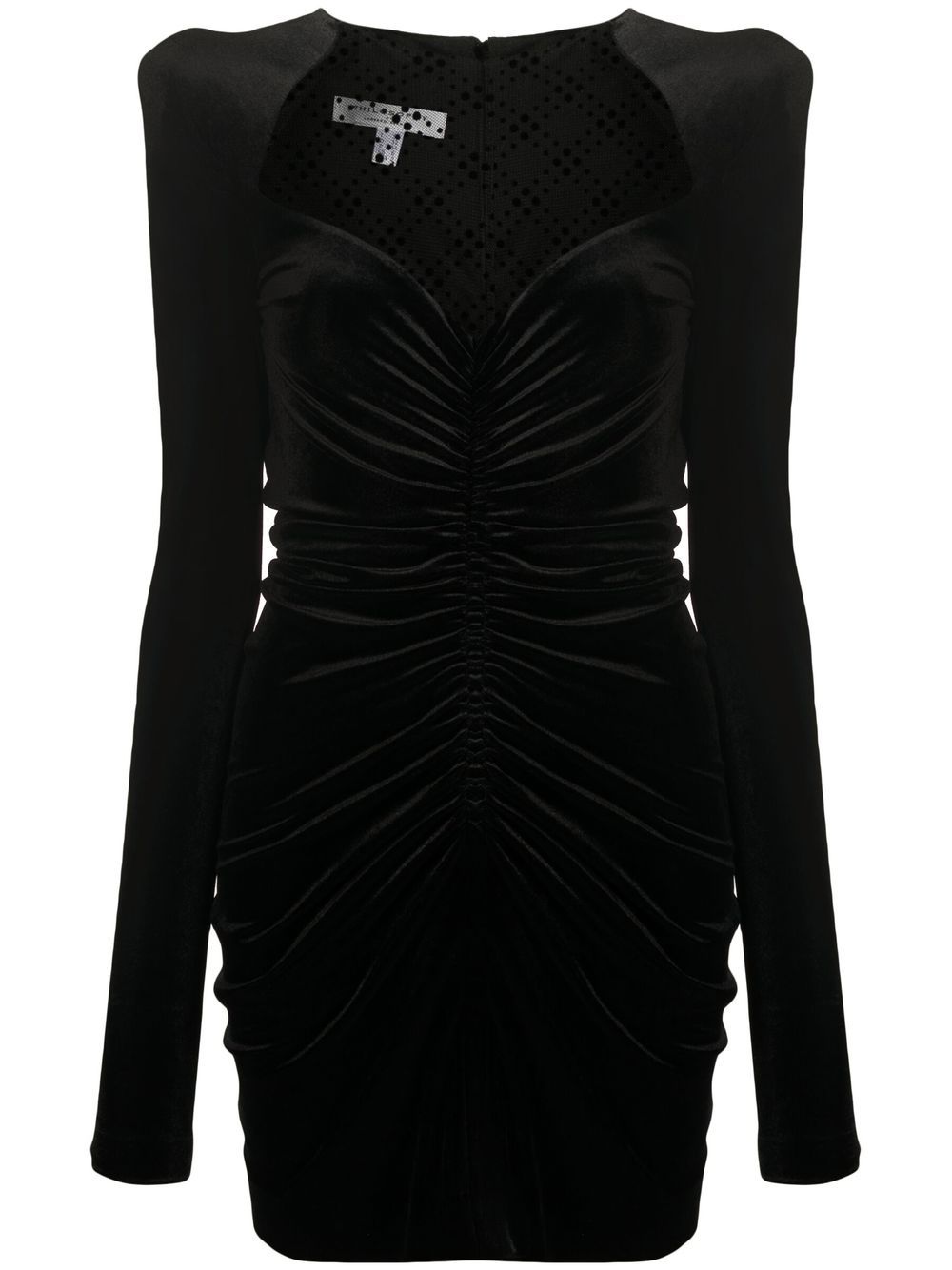 Ruched velvet mini dress - Black