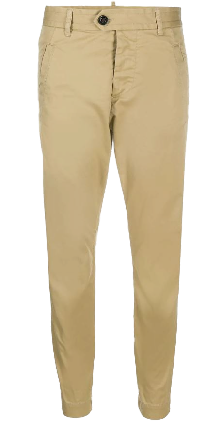 Cropped Cotton-Blend Chino Trousers — Beige