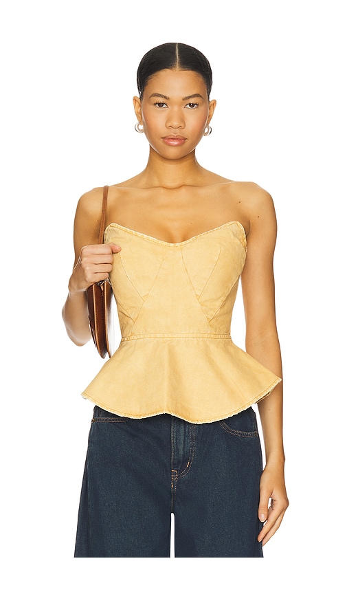 AFRM The Princess Peplum Top in Tan. - M also in