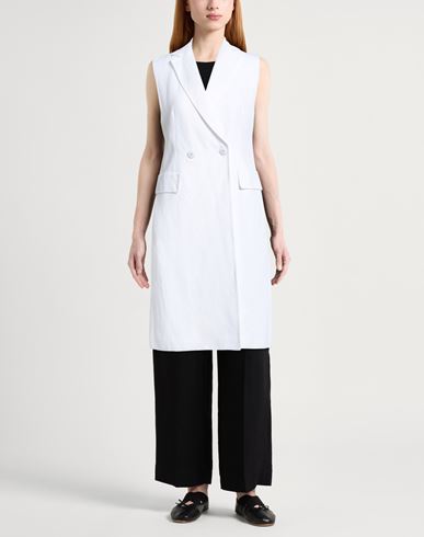 Woman Overcoat & Trench Coat White Size 2 Viscose, Linen