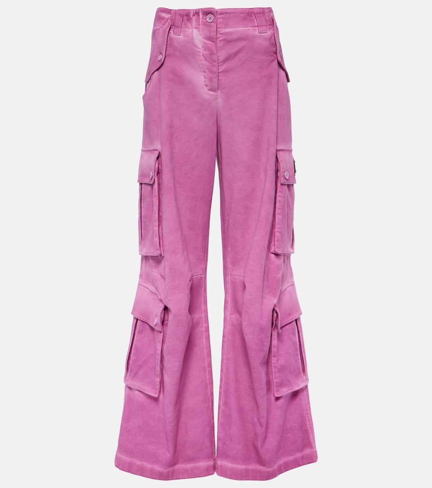 Mid-rise cotton flared cargo pants