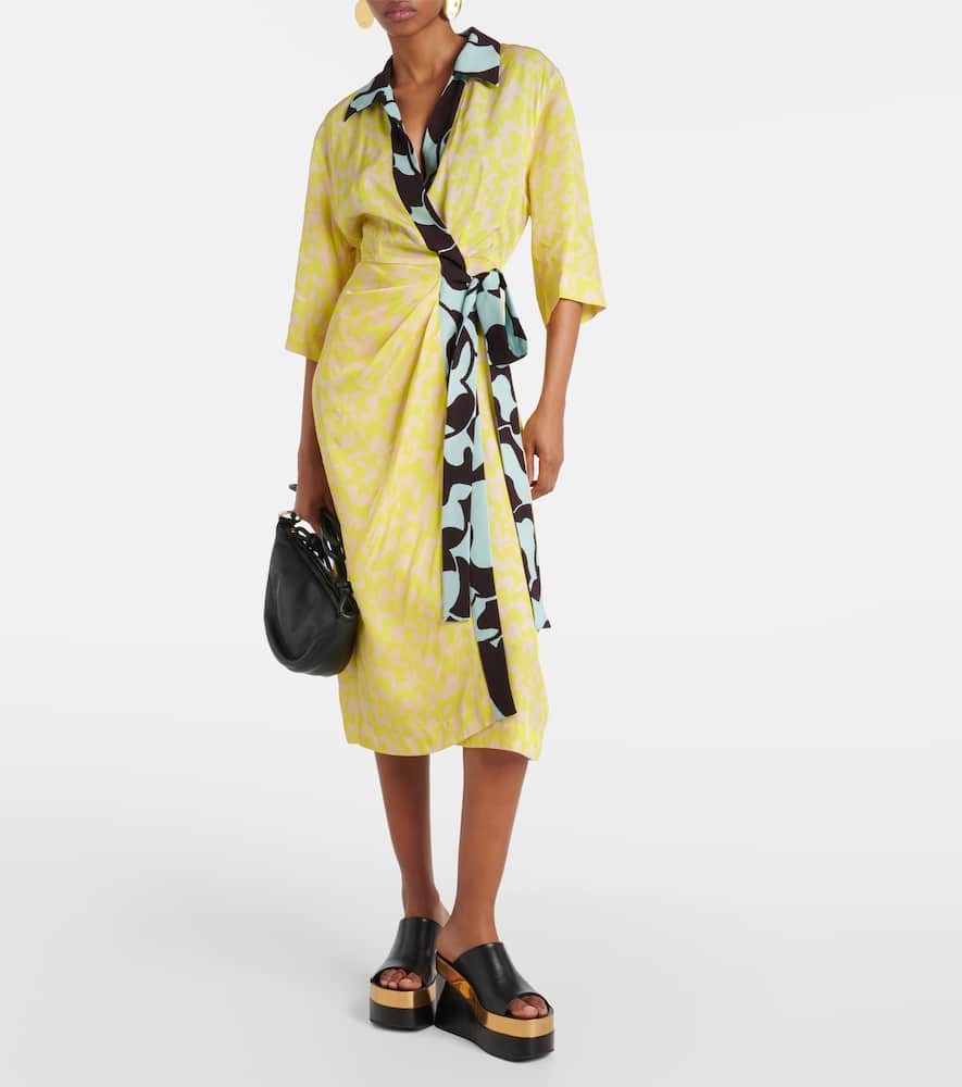 Printed wrap midi dress