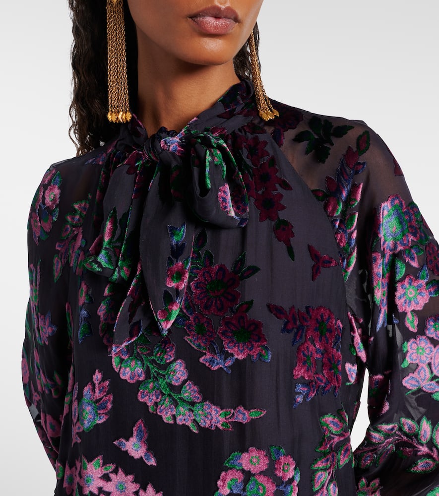 Printed tie-neck blouse