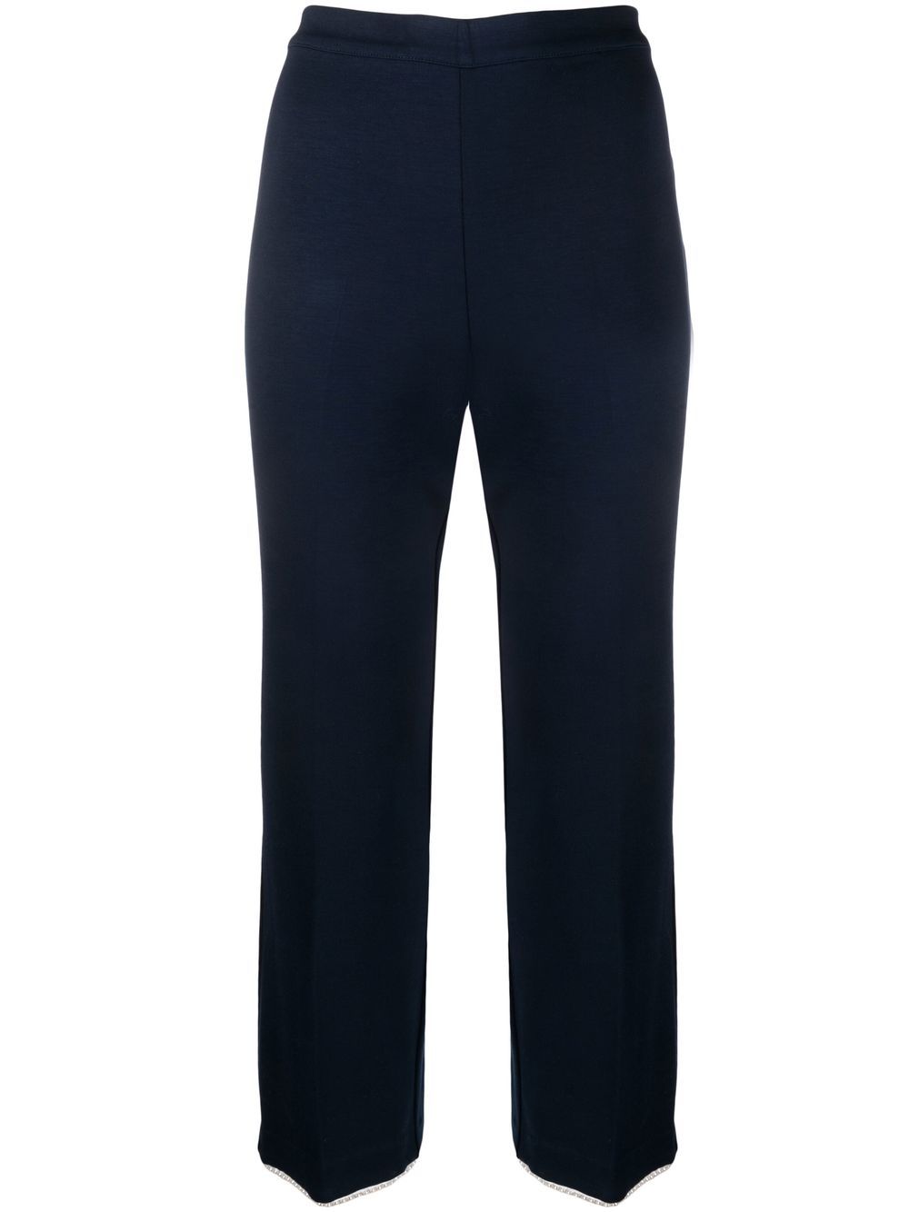 Pearl-embellished cropped trousers - Blue
