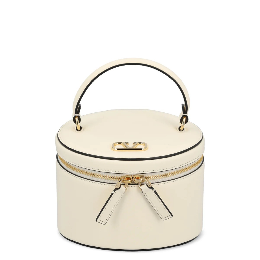 V Logo Signature Leather Vanity Case